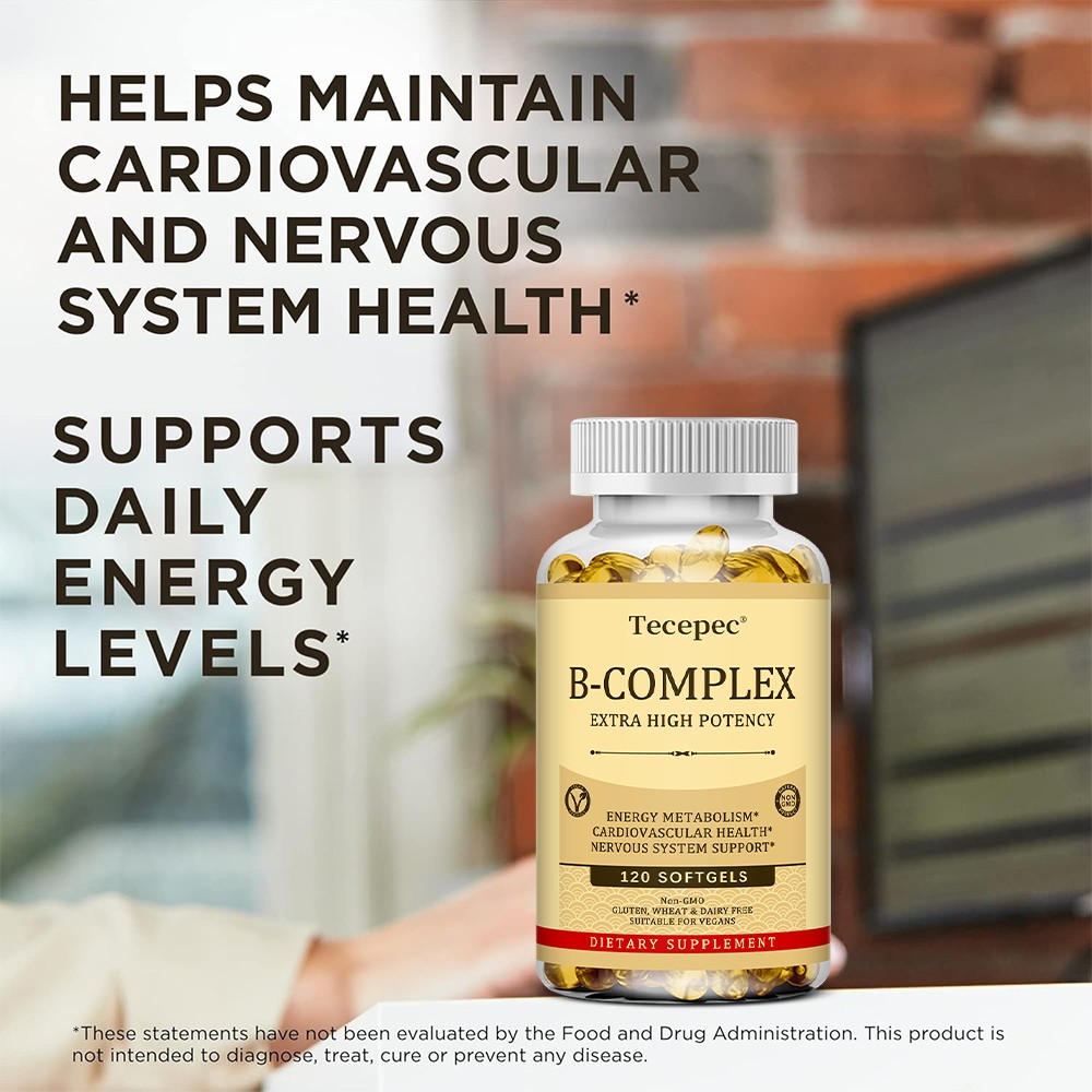 High Potency B Complex Maintain Cardiovascular Nervous Health 30/60/120 Capsules