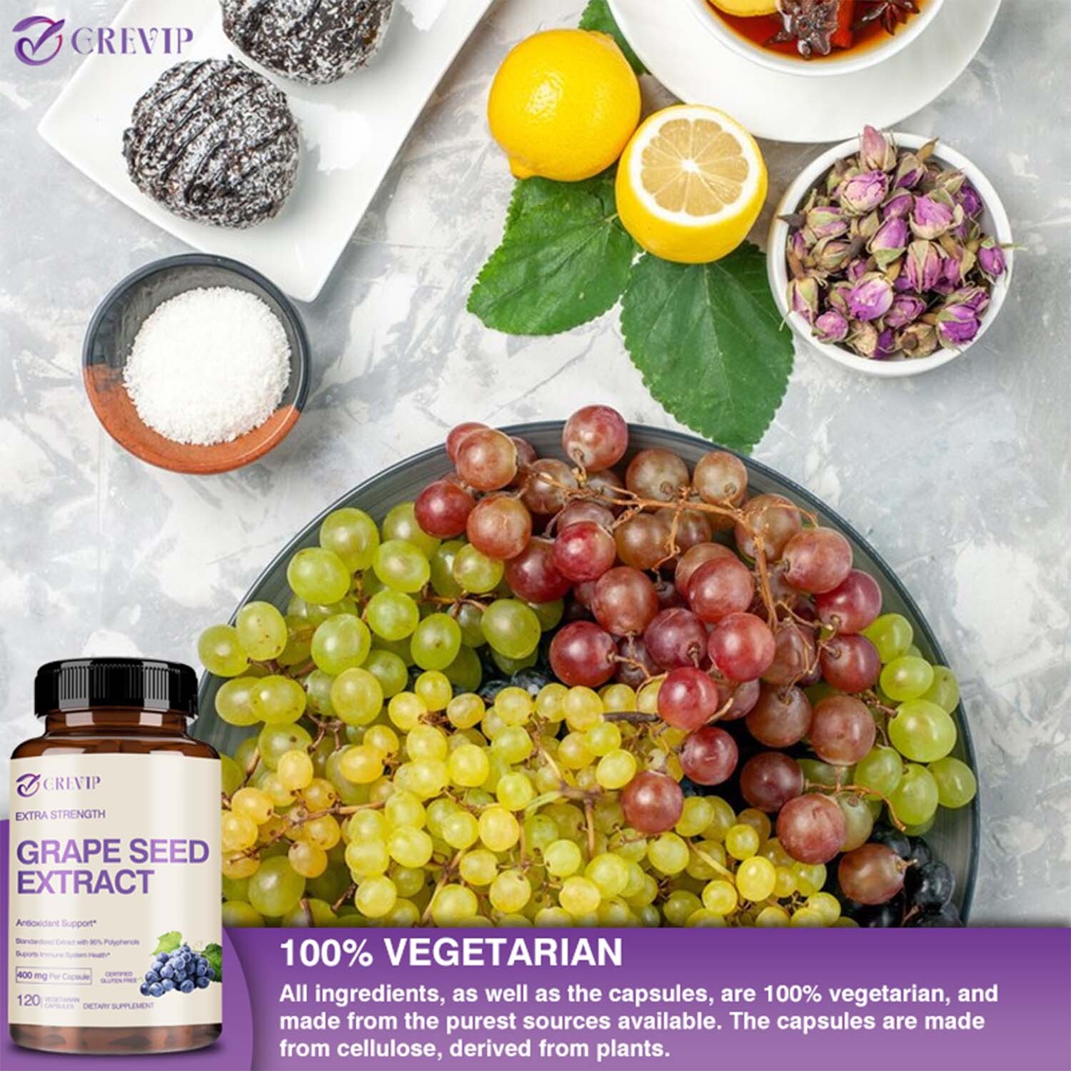 120pcs Grape Seed Extract 400mg-95%Polyphenols Antioxidant,Cardiovascular Health