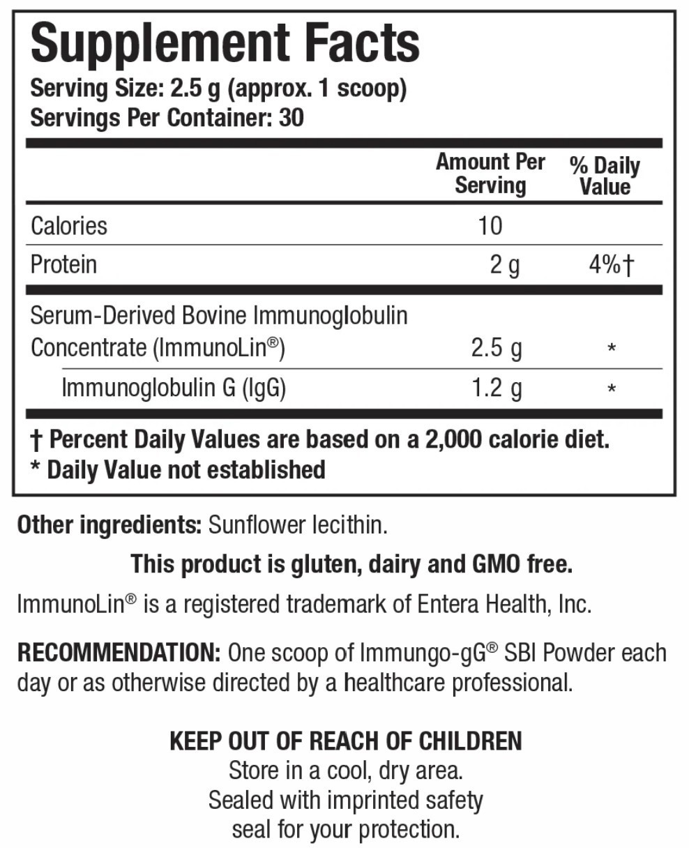 Biotics Research Immuno-gG SBI Powder 2.6oz 75g Immune Gut GI Support