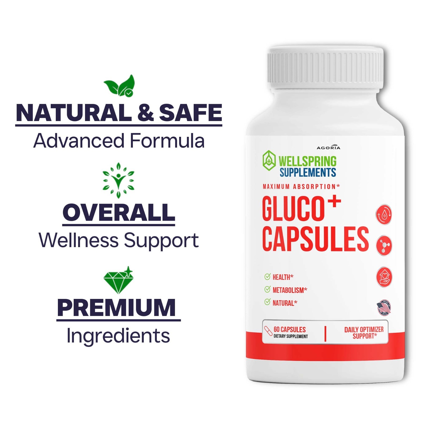 (1 Pack) Gluco+ Advanced Blood Health Support Supplement Gluco Plus Capsules