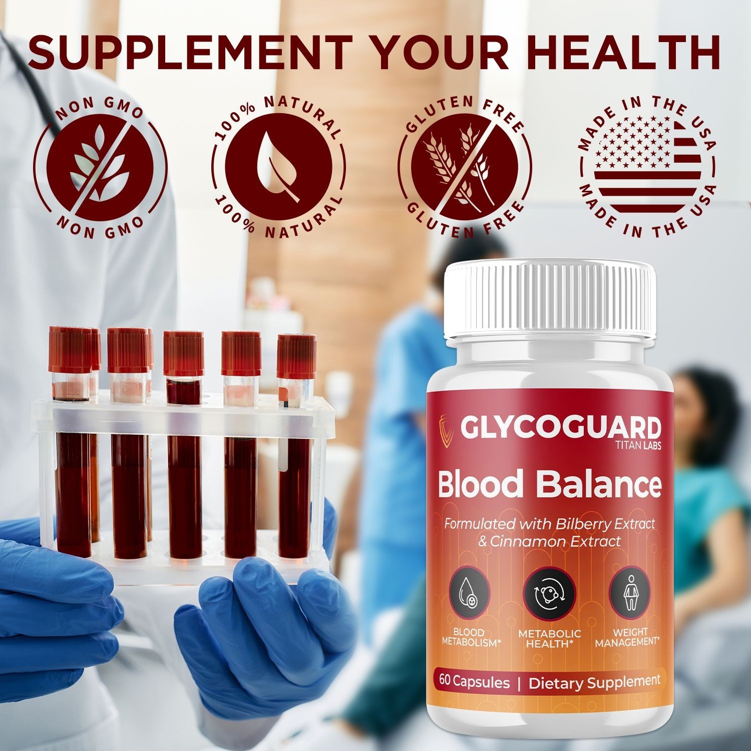 (1 Pack) Glycoguard Advanced Blood Health Support Formula Glyco Guard 60 Caps