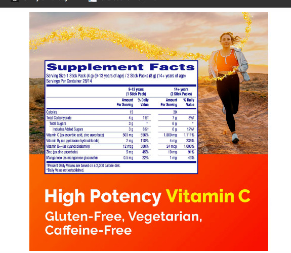 2x Emergen-C CRYSTALS 500mg Vitamin C on-the-go 28 ORANGE VITALITY Exp. 01/2025