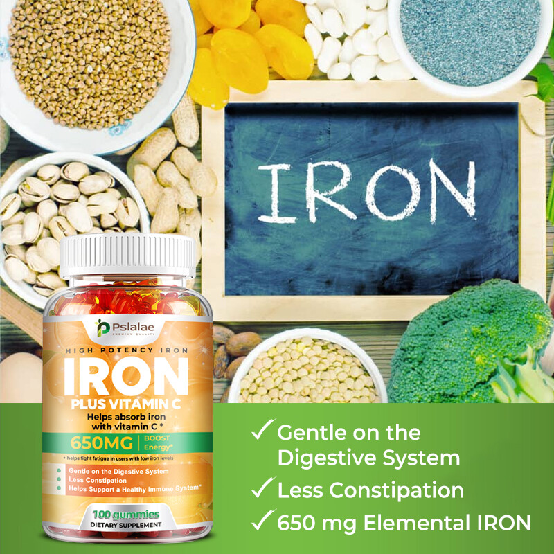 Iron Supplements 650mg – with Vitamin C – Absorbs Easily Raise Hemoglobin Levels