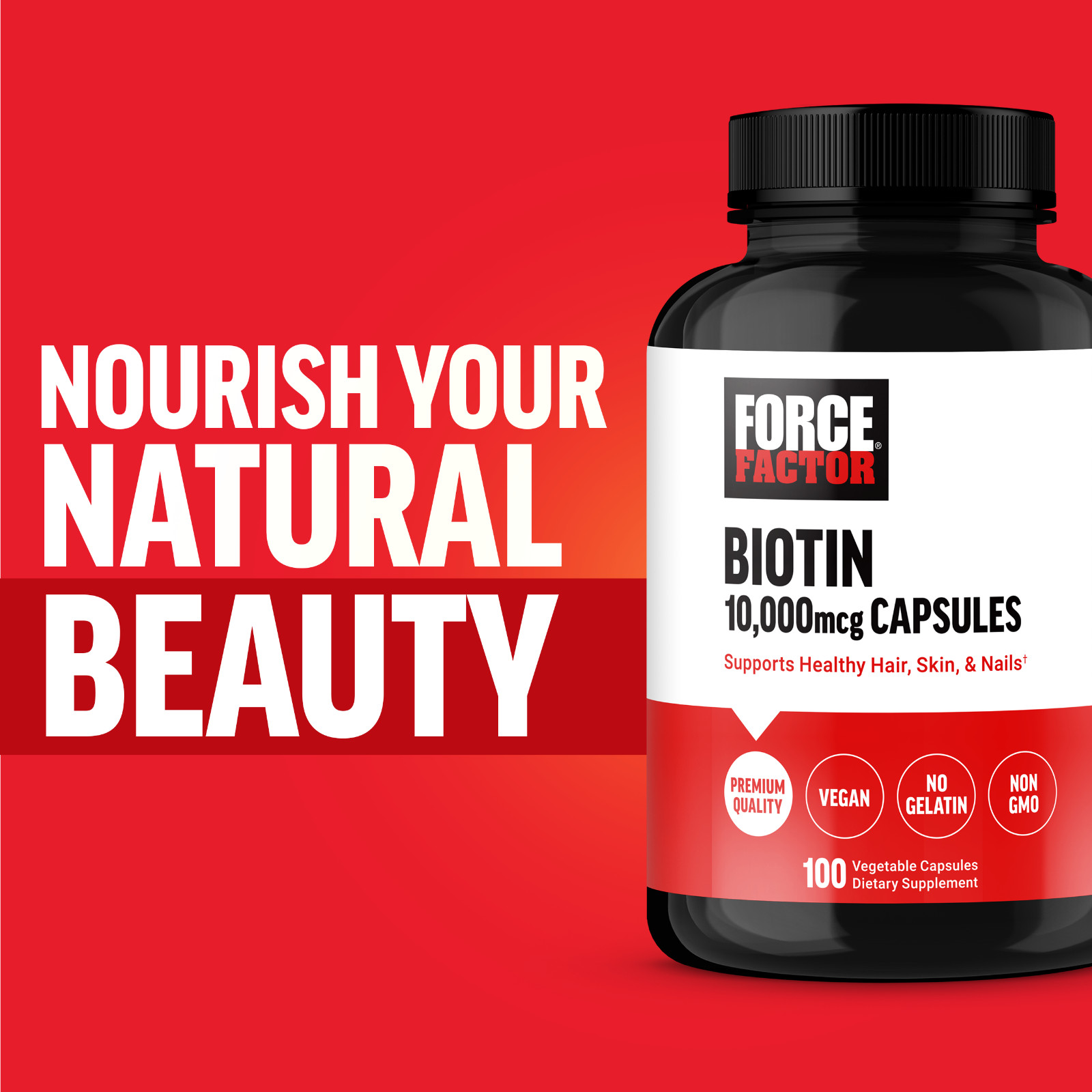 Force Factor Biotin 10000mcg Healthier Hair-Skin-Nails & Hair Growth Supplement