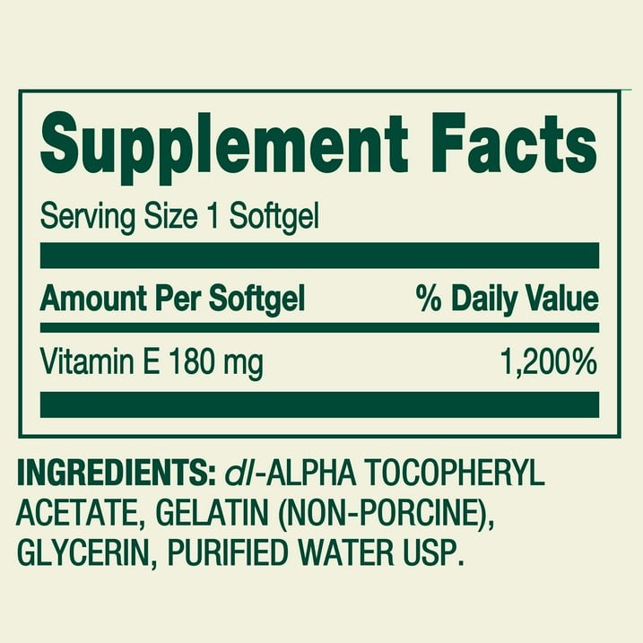 Spring Valley Vitamin E 180mg Softgels Heart Health 100 Count