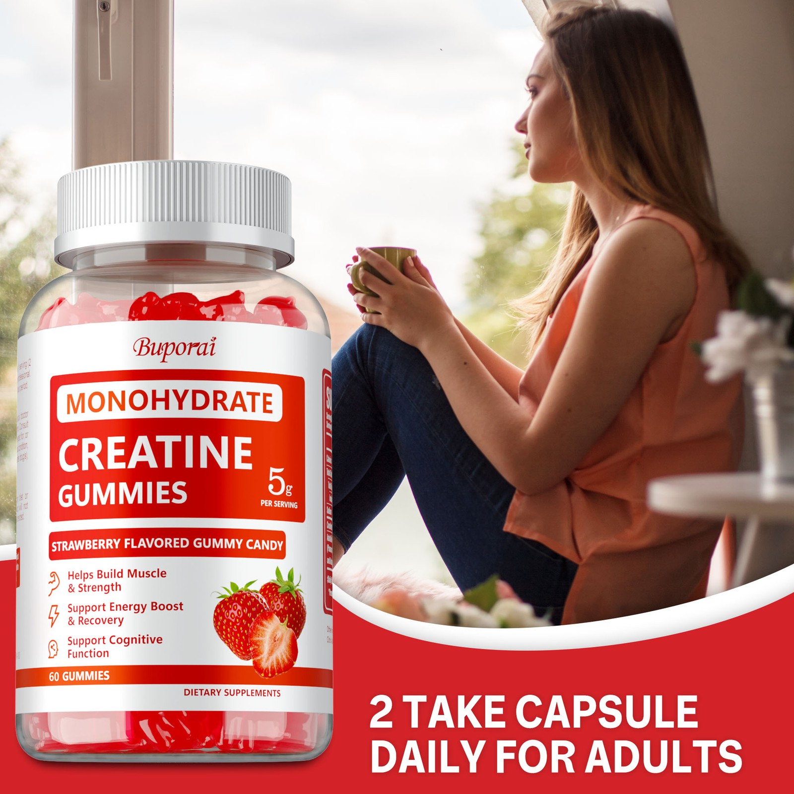 Creatine Monohydrate Gummies -Helps Improve Muscle Strength and Cognitive Health