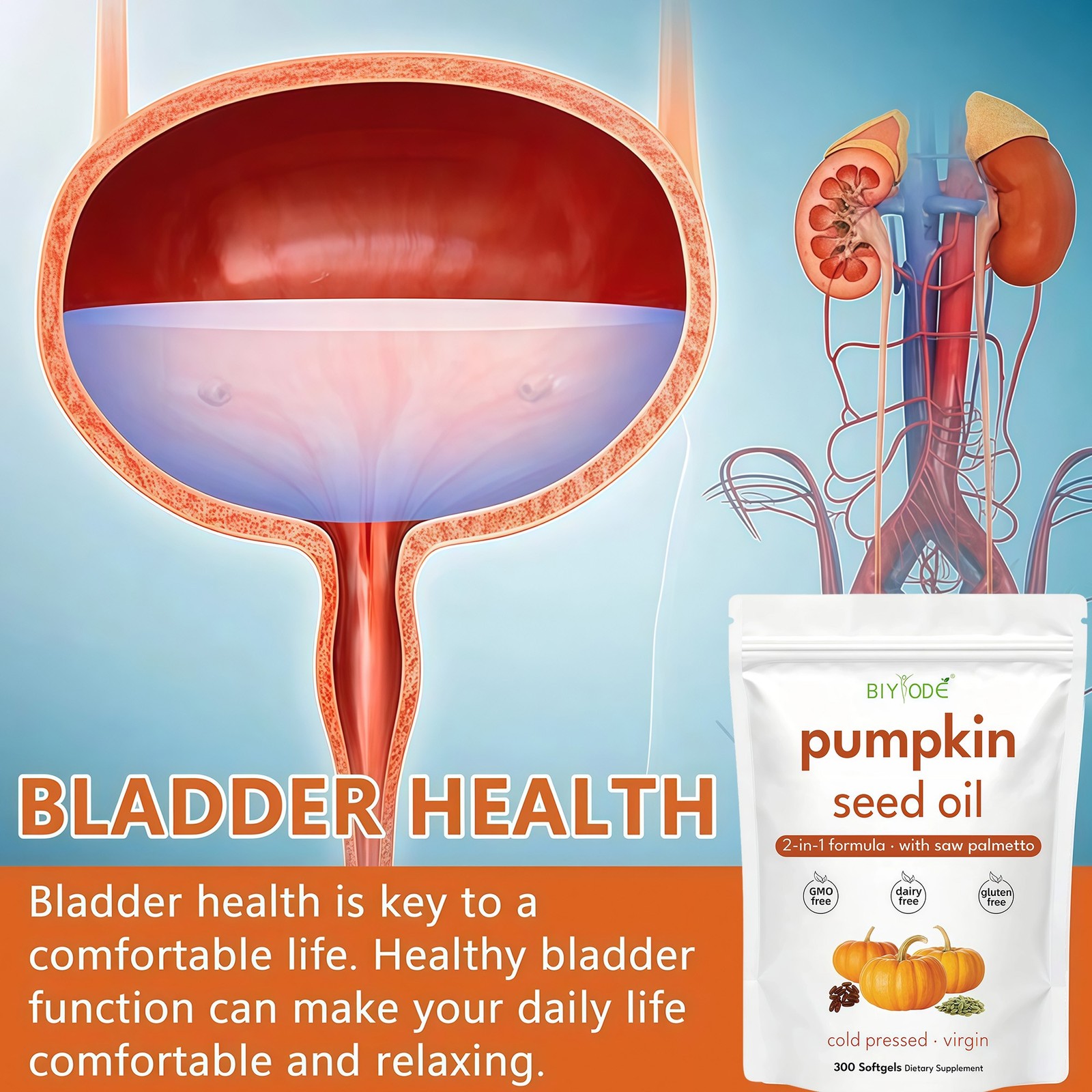 Pumpkin Seed Oil with Saw Palmetto 300 Softgels | Cold Pressed, organic Virgi…