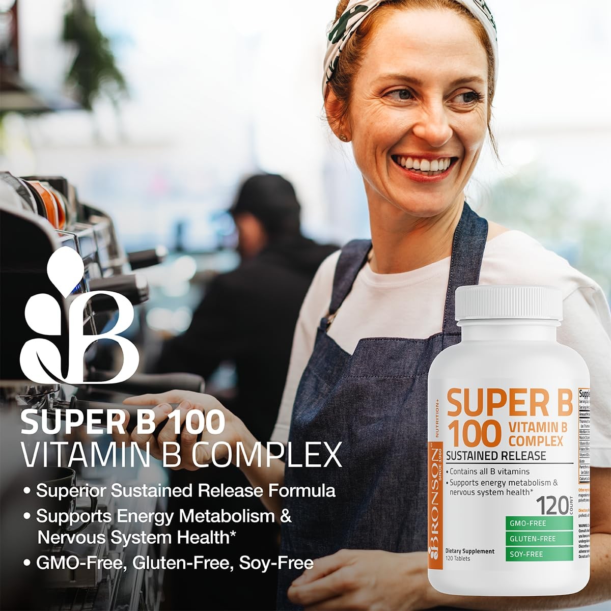 Bronson Super B 100 Vitamin B Complex Sustained Release 250 Count (Pack of 1)