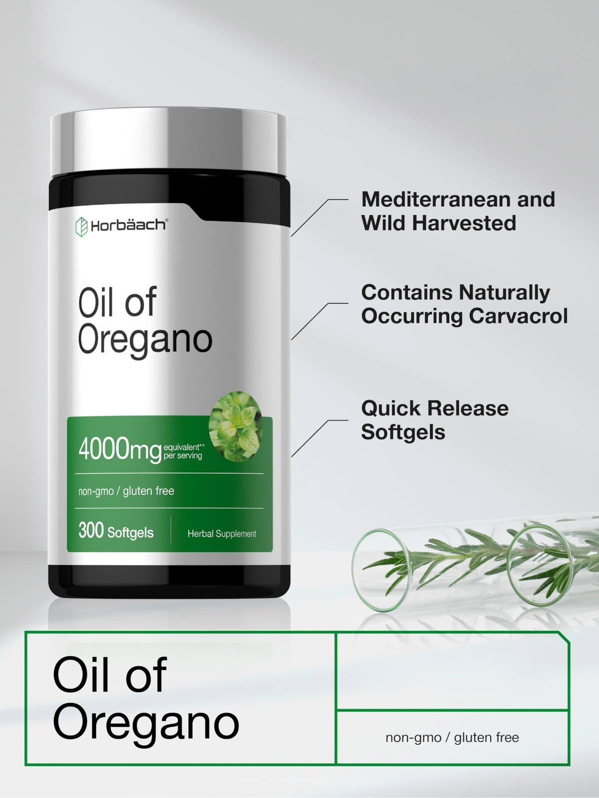 Oregano Oil Softgel Capsules 300 Count | Carvacrol Extract | Non-GMO, Gluten-Fre