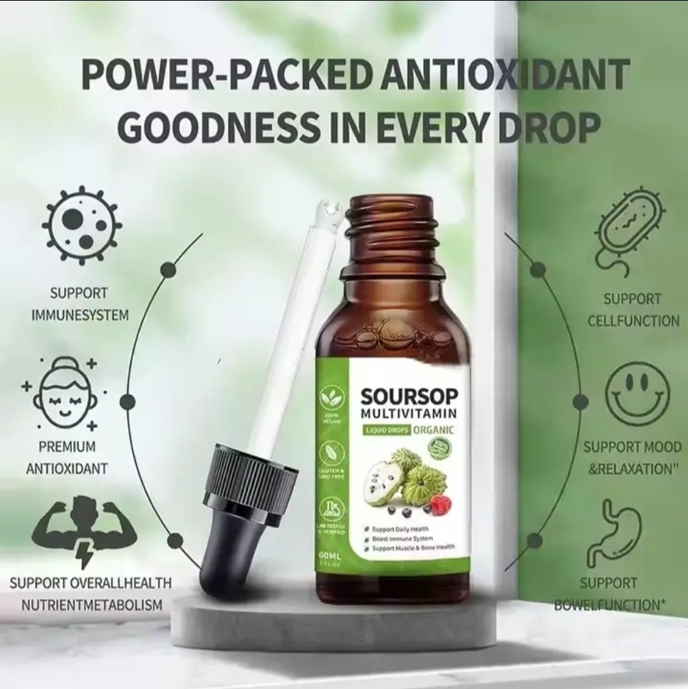 Soursop Multivitamin Liquid Drops 60ml | Organic Leaf Extract & Bitters Oil
