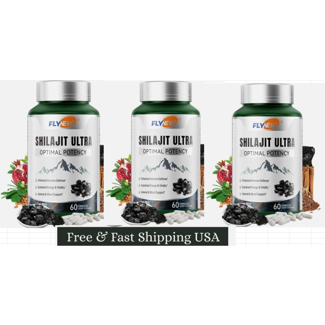 3 pack ~ Flynew Shilajit Ultra Optimal Potency, Shilajit Extract with L-Arginine