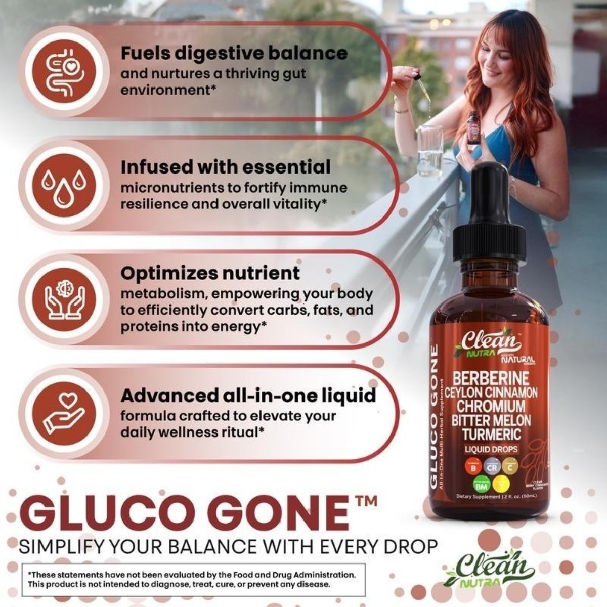 Clean Nutra Berberine with Ceylon Cinnamon Liquid Drops–Metabolism & Blood Sugar