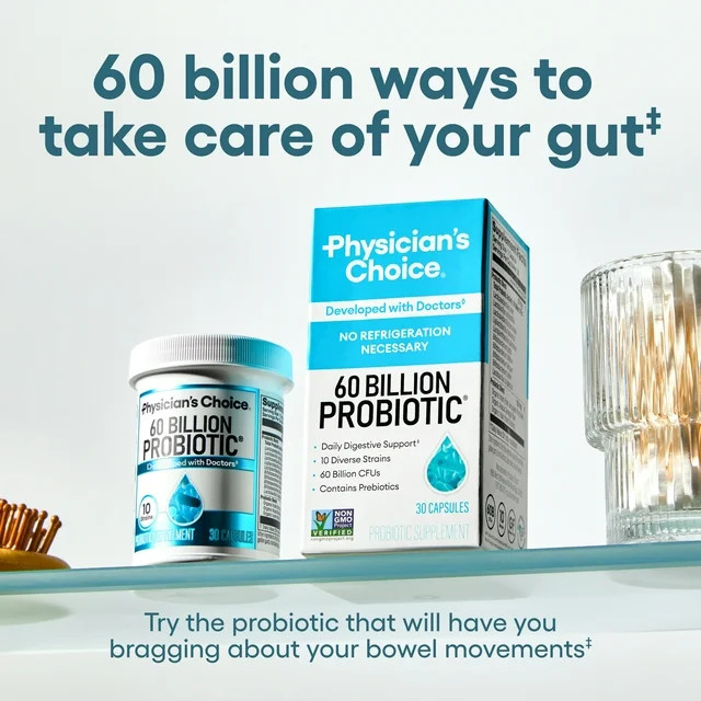 Physician’s Choice 60 Billion Probiotic for Women and Men, 30 Count, Digestive &