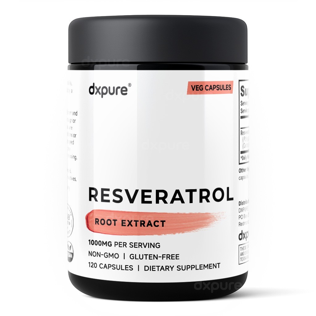 Resveratrol 1000mg Supplement – 120 Capsules – Gluten Free Non-GMO