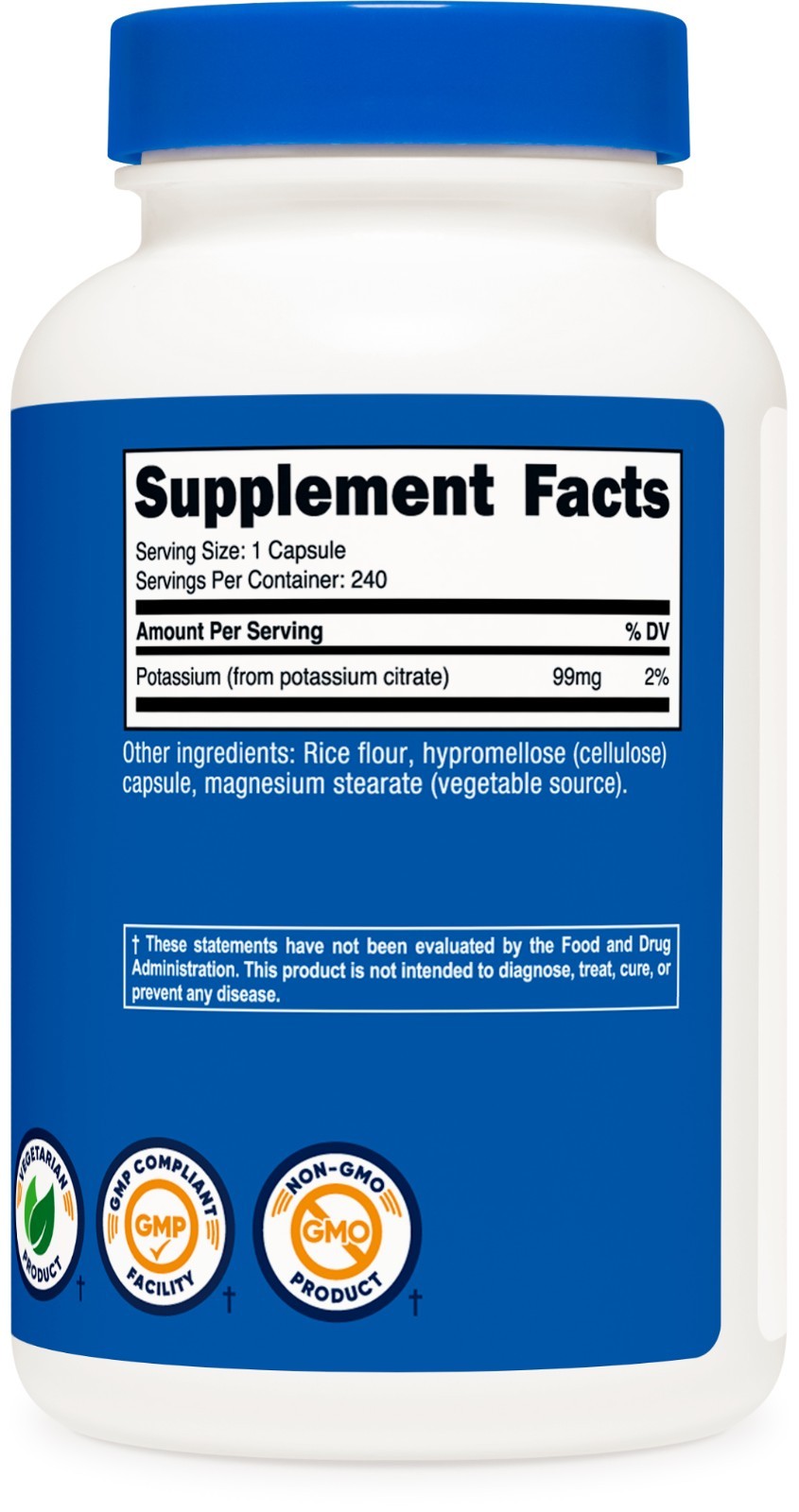 Nutricost Potassium Citrate 99mg, 240 Capsules – Gluten Free & Non-GMO
