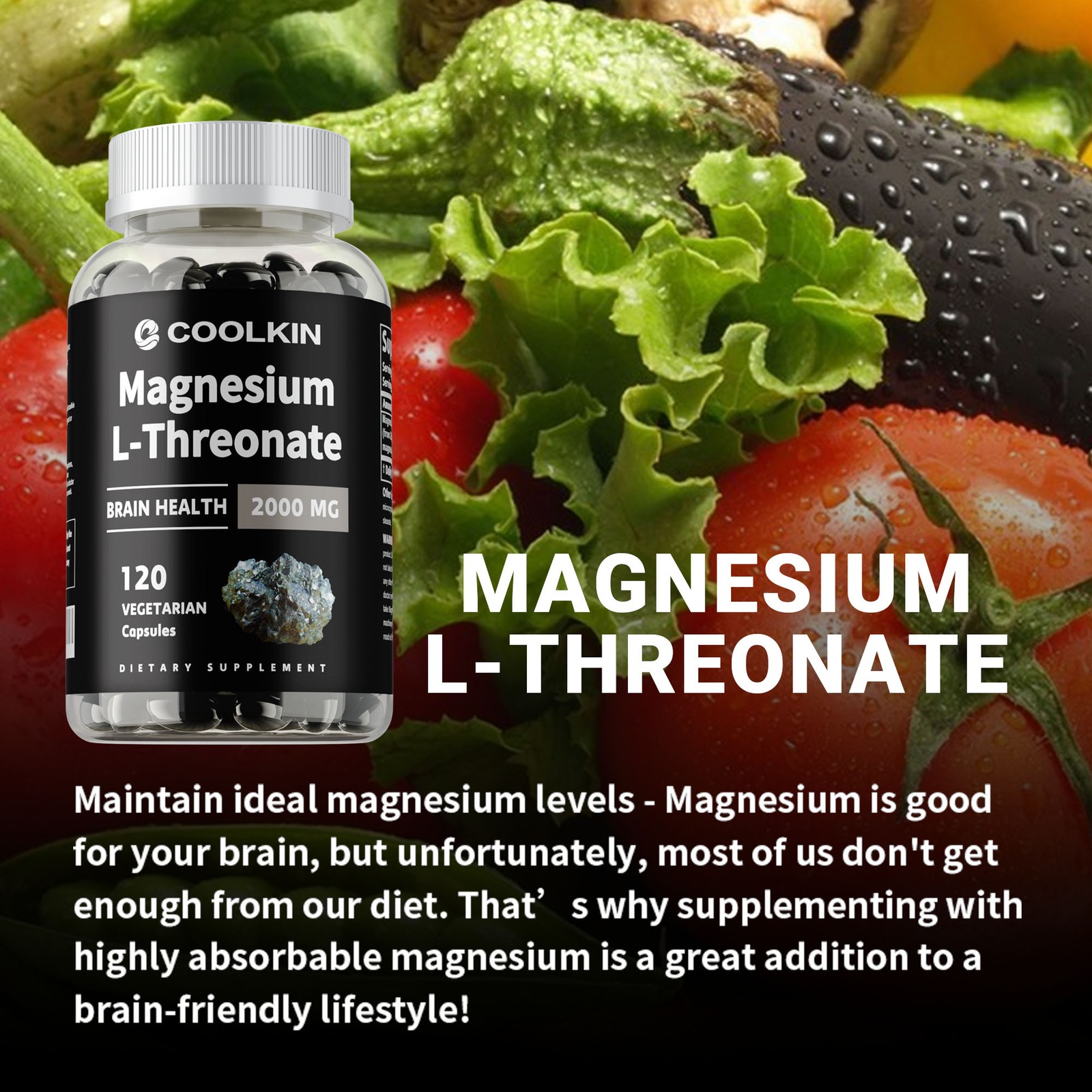 Magnesium L-Threonate 2000mg- High Absorption Brain & Nervous System Health