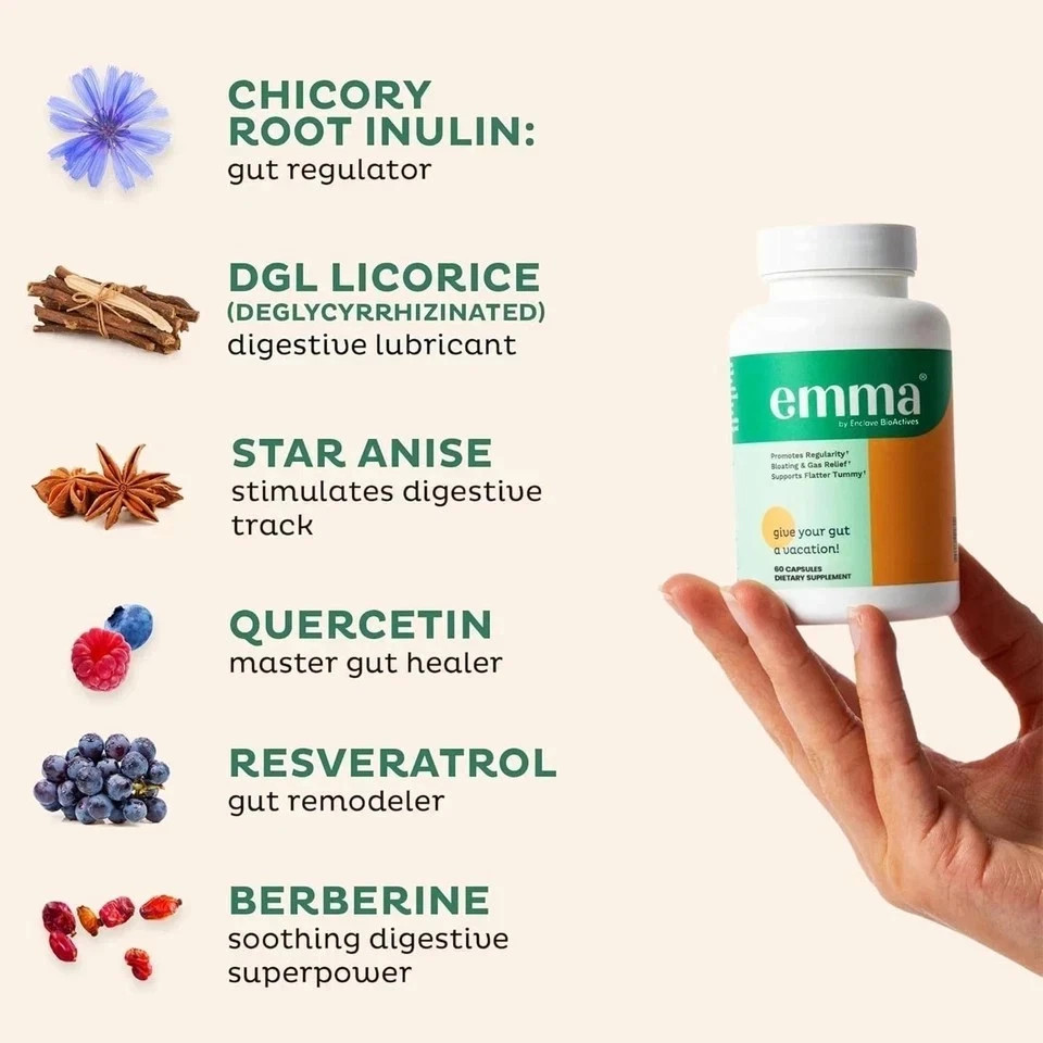2PCS-NEW Emma Gut Health Supplement for Gas & Bloating Relief,Leaky Gut Repair