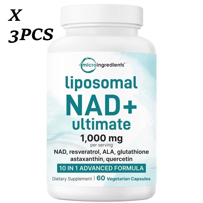 NEW NAD+ Supplement with Glutathione, Resveratrol, Astaxanthin – 10-in-1 Formula
