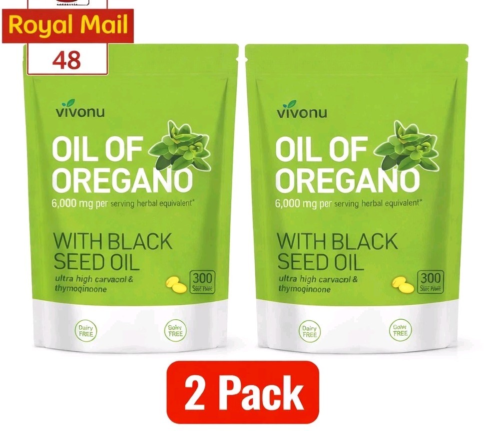 Oil of Oregano Capsules 300 Softgels 6000mg Black Seed Oil High Strength UK