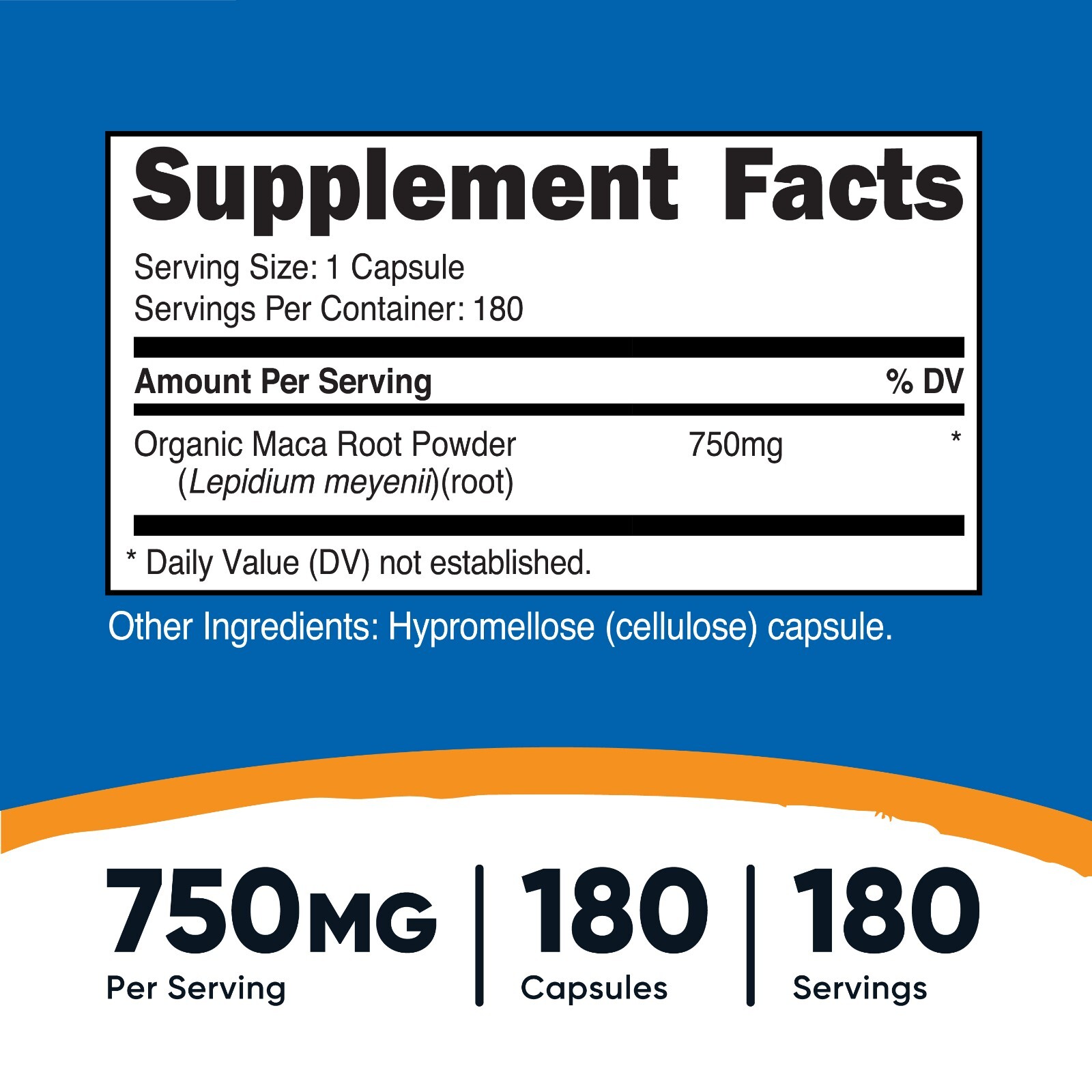 Nutricost Maca Root 750mg, 180 Capsules – 180 Servings, Non-GMO, Gluten Free