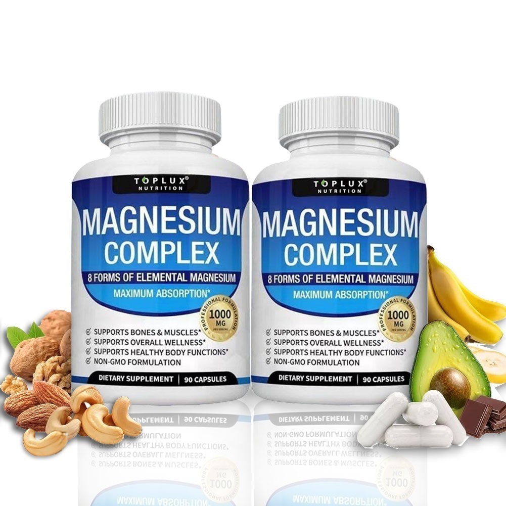 3Pack Toplux Nutrition Magnesium Complex 1000mg Supports 8 Elemental Magnesium