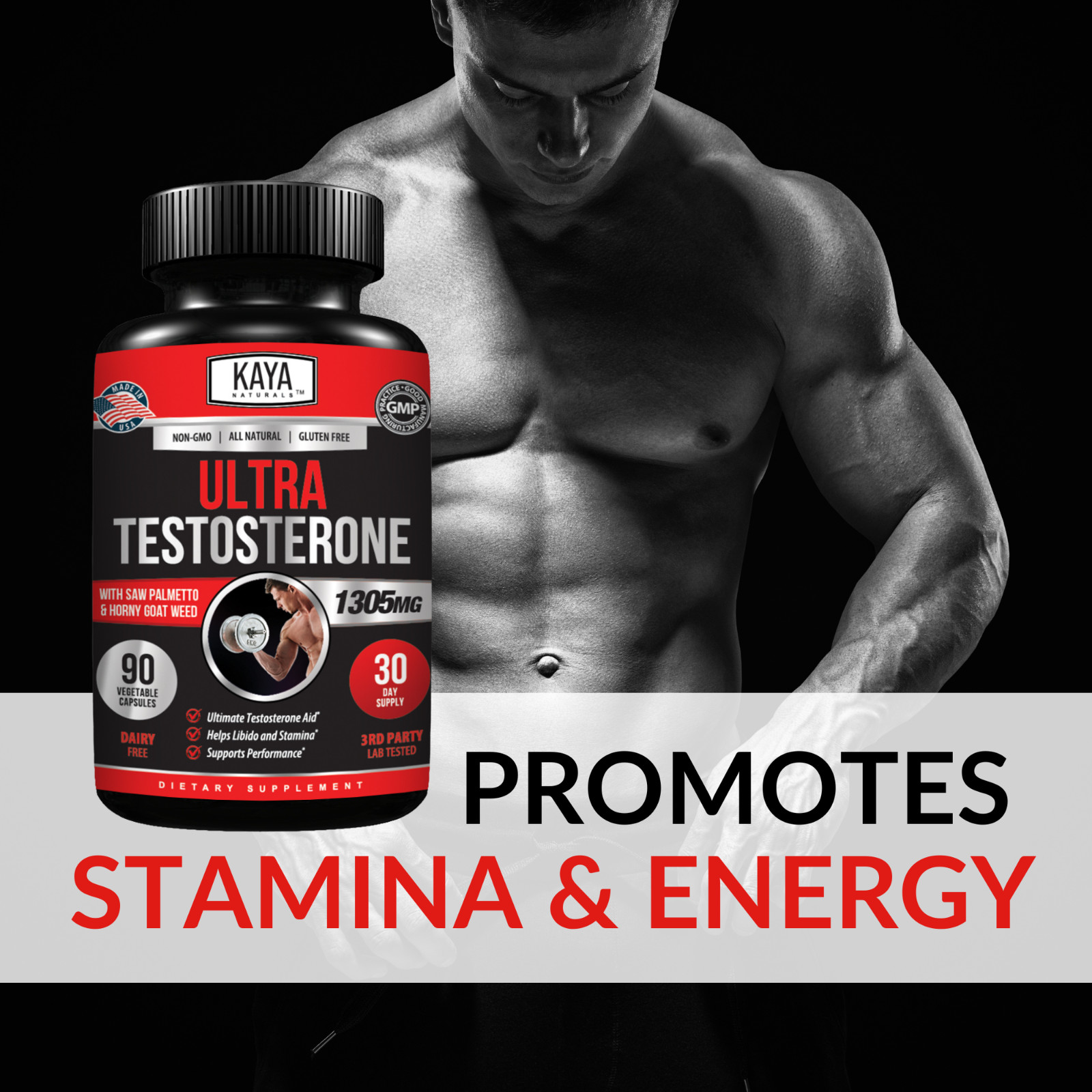 Natural Testosterone Booster 180ct Increase Male Energy Improve Muscle Strength