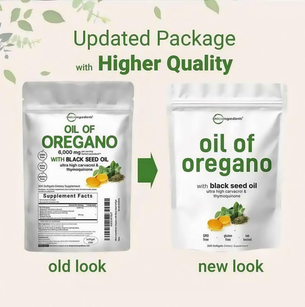 2 in 1 Oil of Oregano & Black Seed Soft Gels Count plus Carvacrol, 40% discount