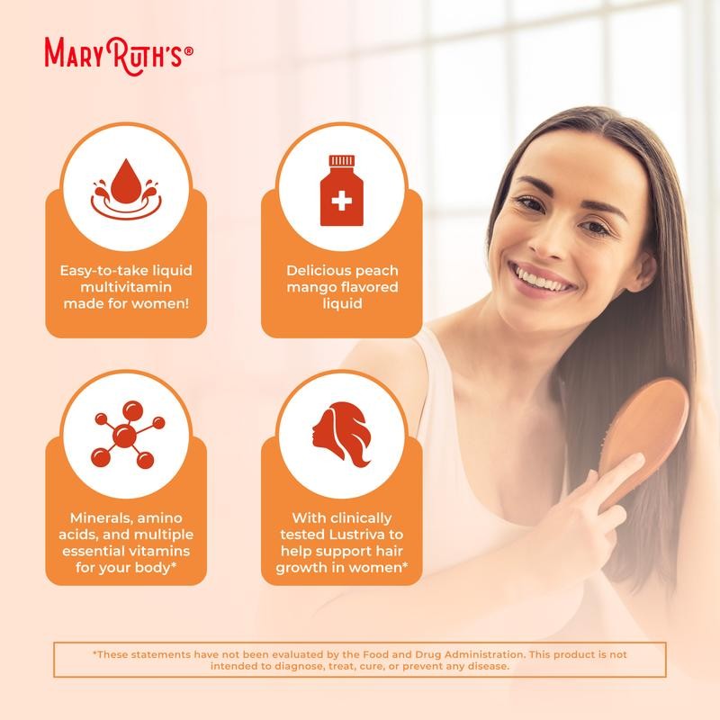 MaryRuth’s Liquid Multivitamin + Hair Growth – Thicker Hair – Vegan, 15.22 Fl Oz
