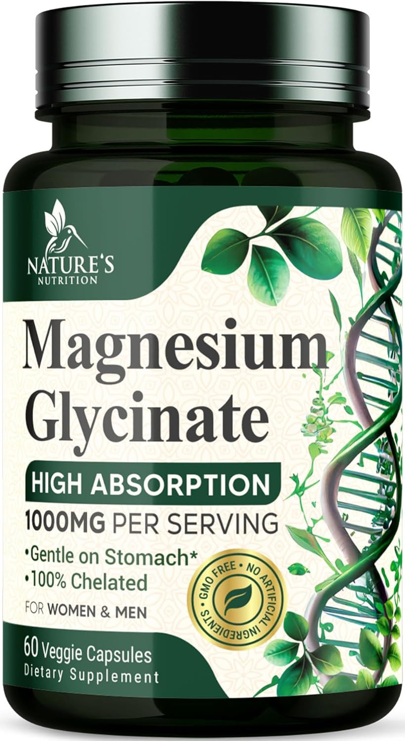 Magnesium Glycinate 1000mg – Chelated for 60 Count (Pack of 1)
