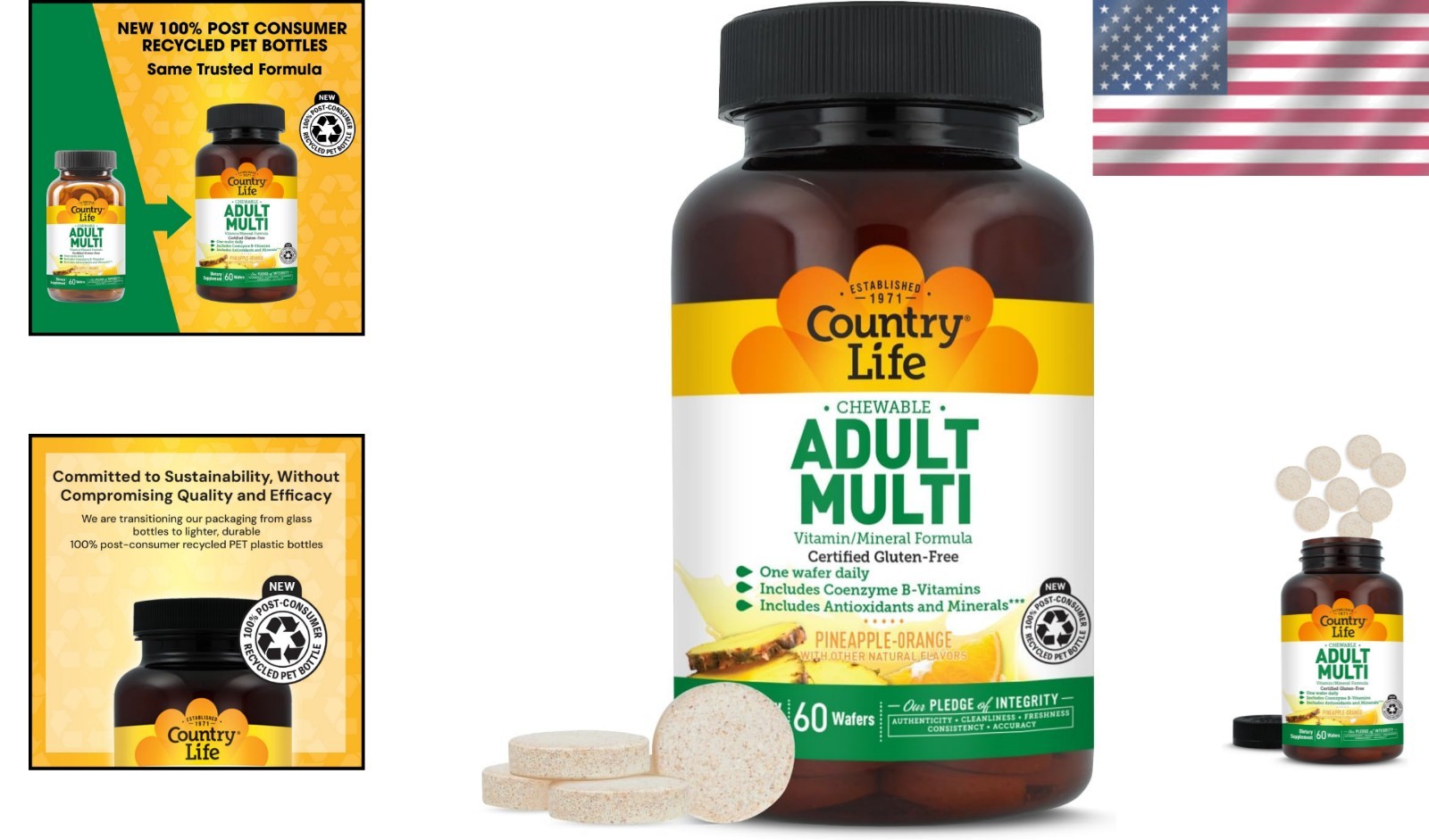 Nutritious 60 Count Chewable Multivitamins – Pineapple-Orange Flavor for Adults