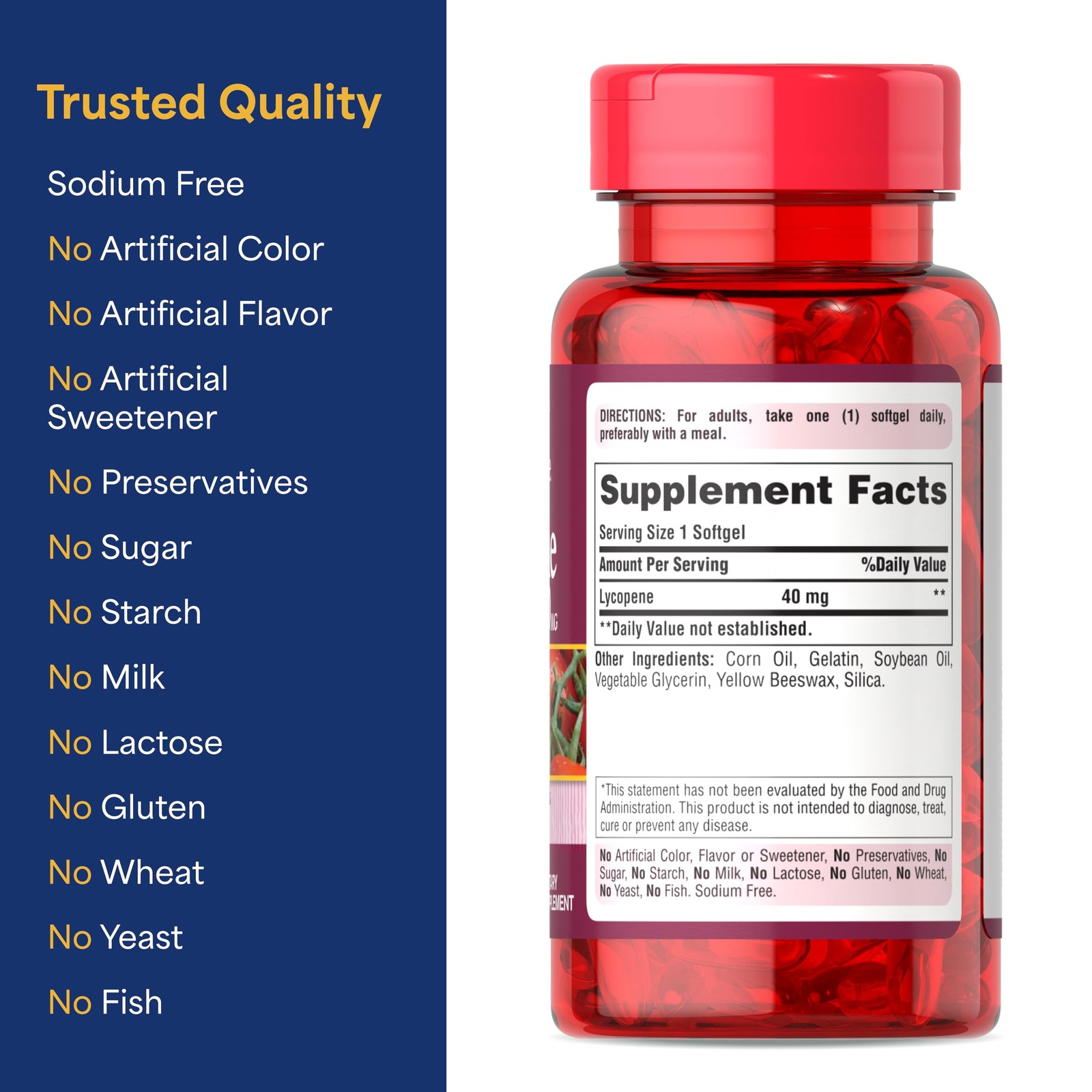 Puritan’s Pride Premium Lycopene 40mg, Dietary 60 Count (Pack of 1),