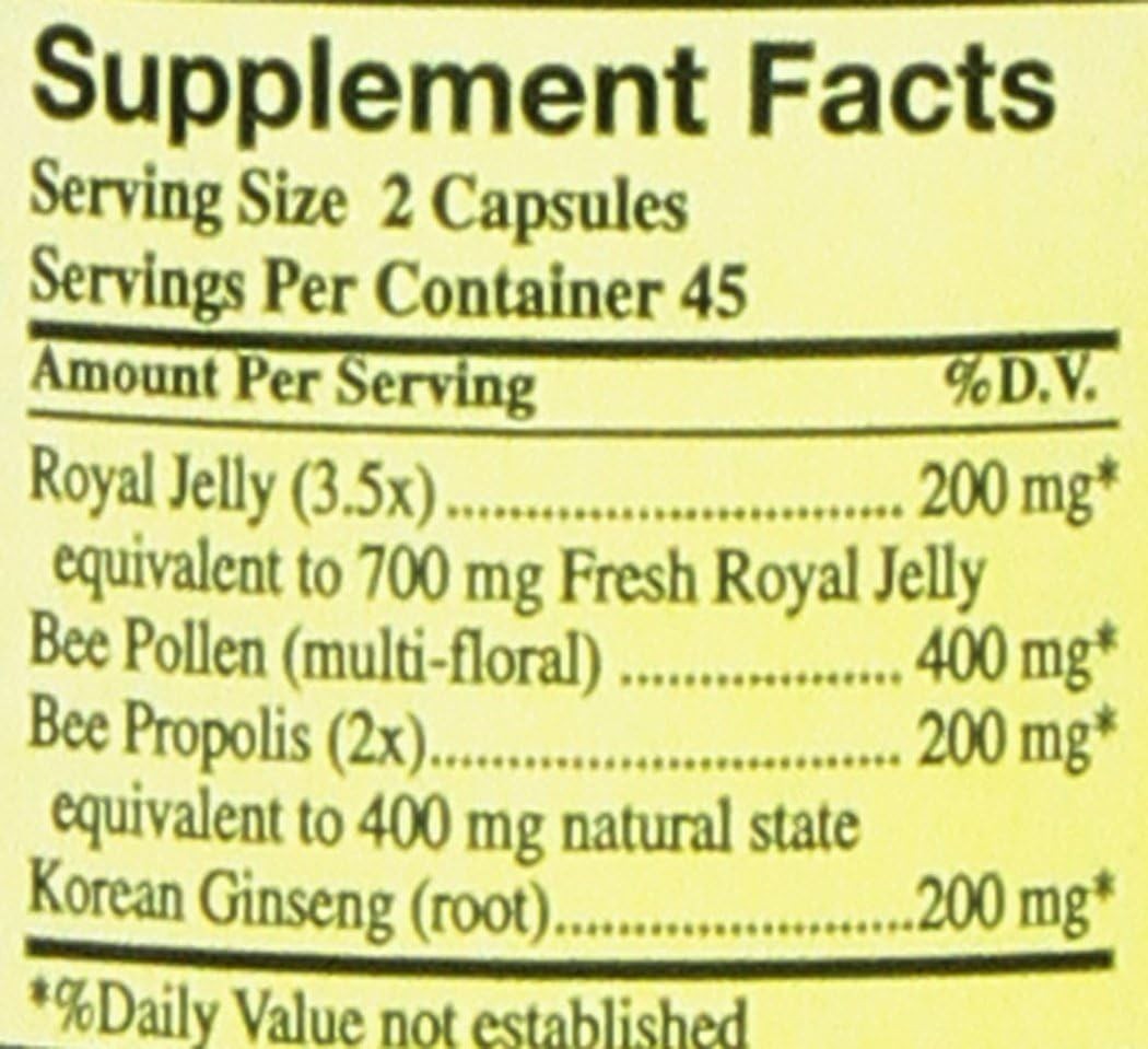 90 Count Ginseng-Infused Royal Jelly, Bee Pollen & Propolis for Kids’ Health