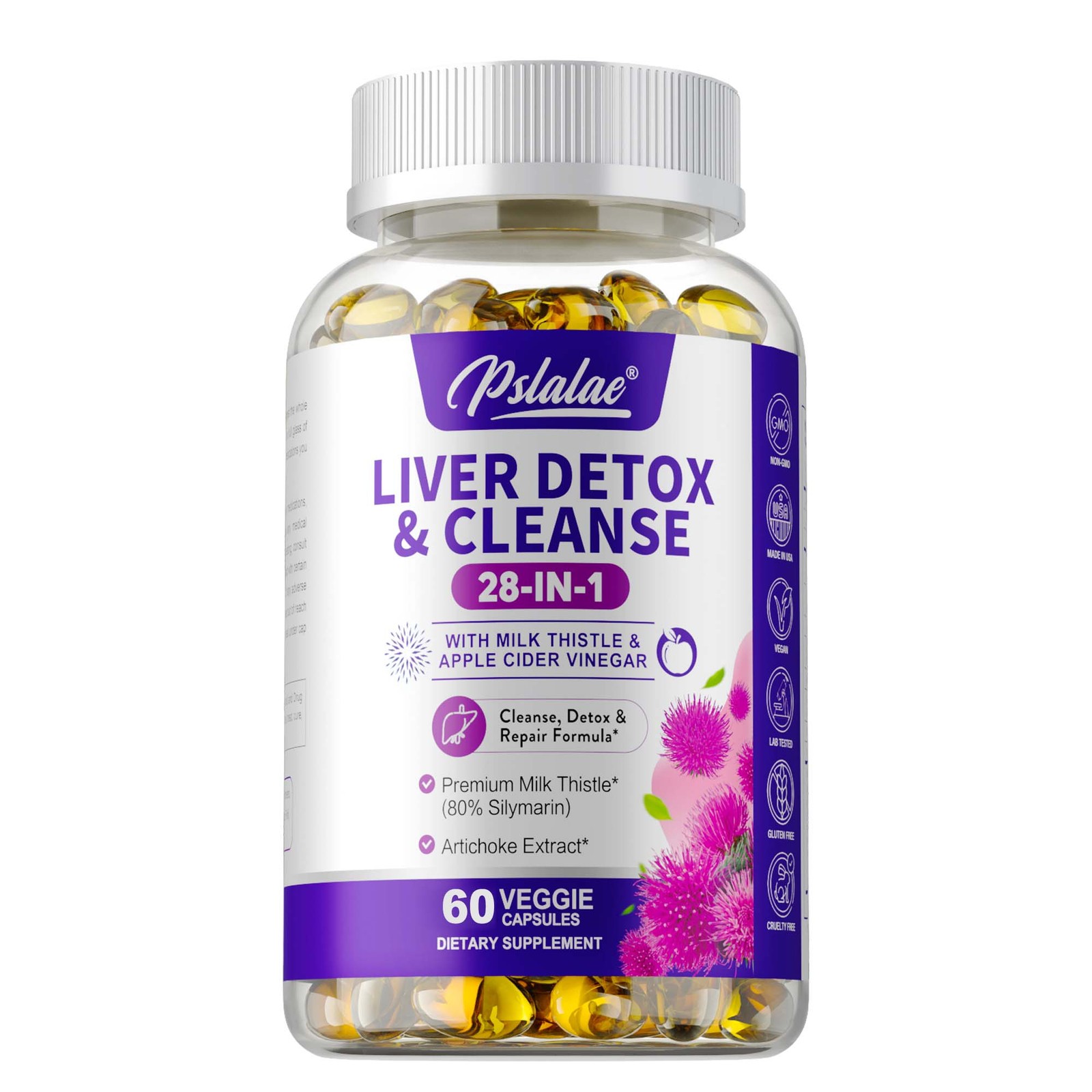 28-In-1 Liver Detox & Cleanse 1430mg – Milk Thistle, Dandelion, Kidney Support