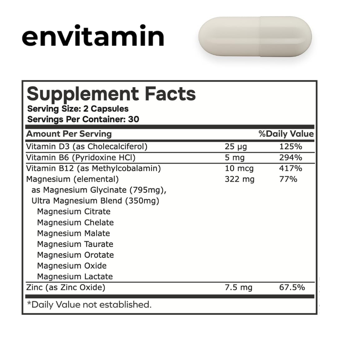 envitamin Ultra Magnesium Glycinate – 8 in 1 Formula 60 Count (Pack of 1)