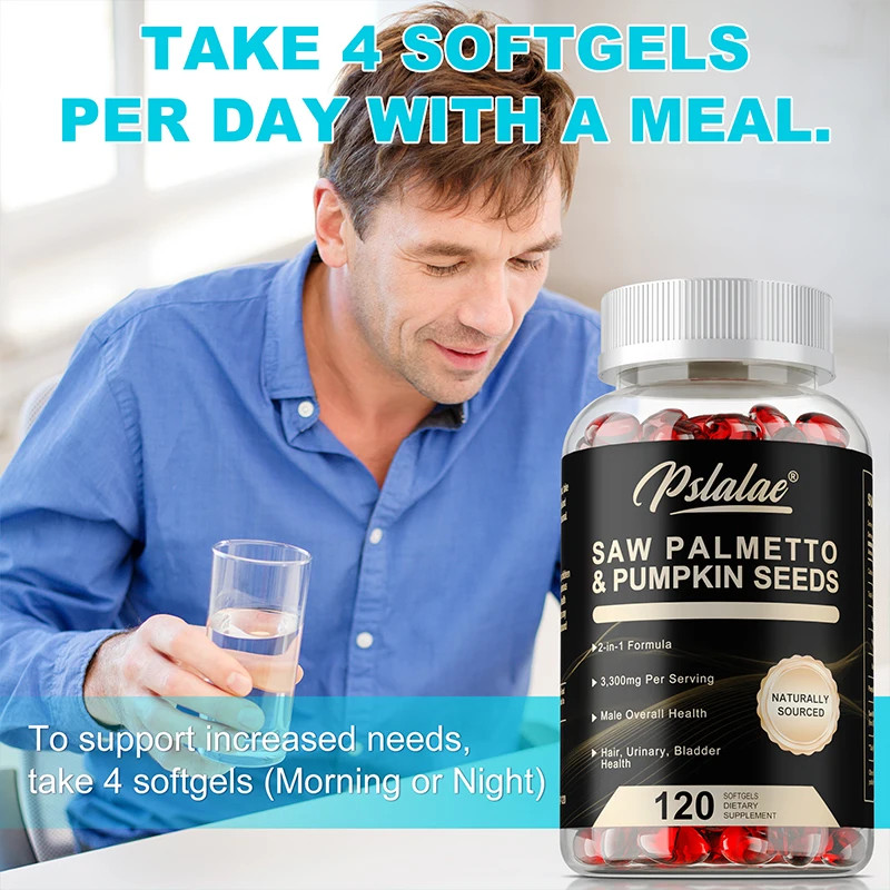 Saw Palmetto & Pumpkin Seed 120pcs – Reduce Frequent Urination, Prostate Health