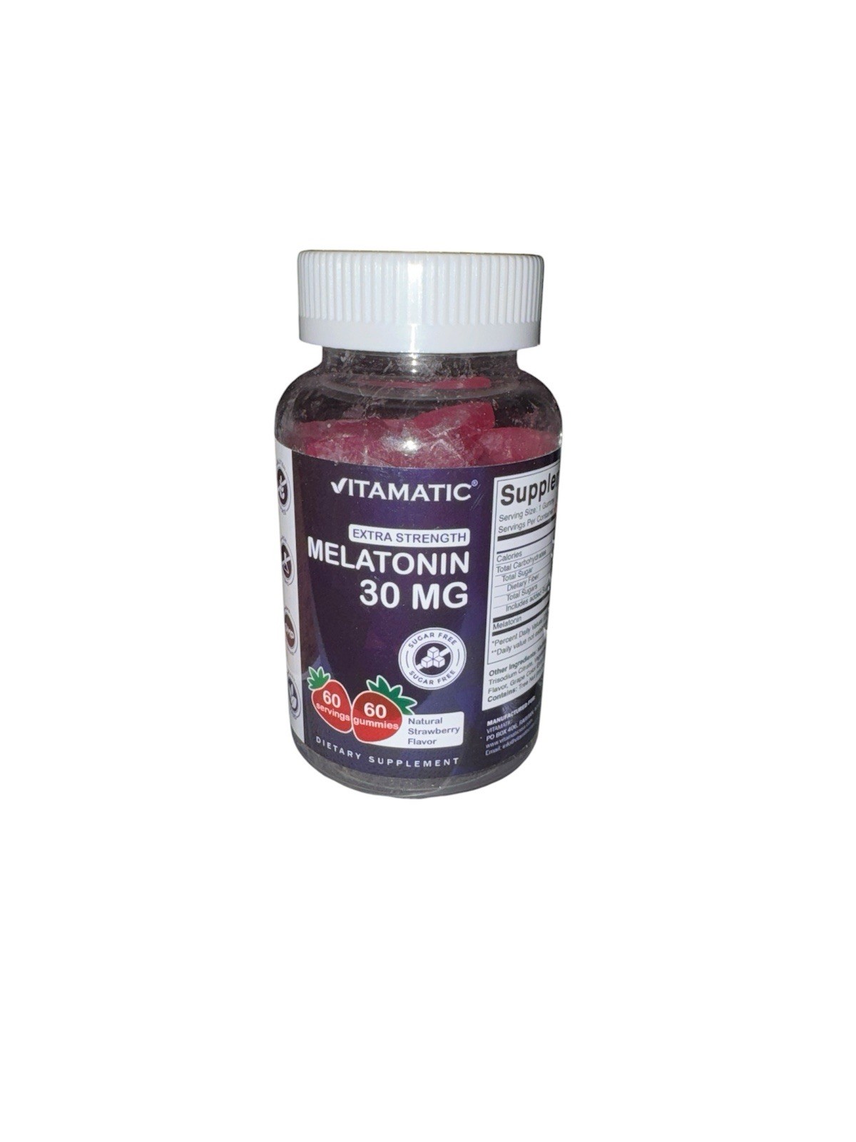 Melatonin Extra Strength Natural Strawberry Gummies, 30mg, 60-Pack