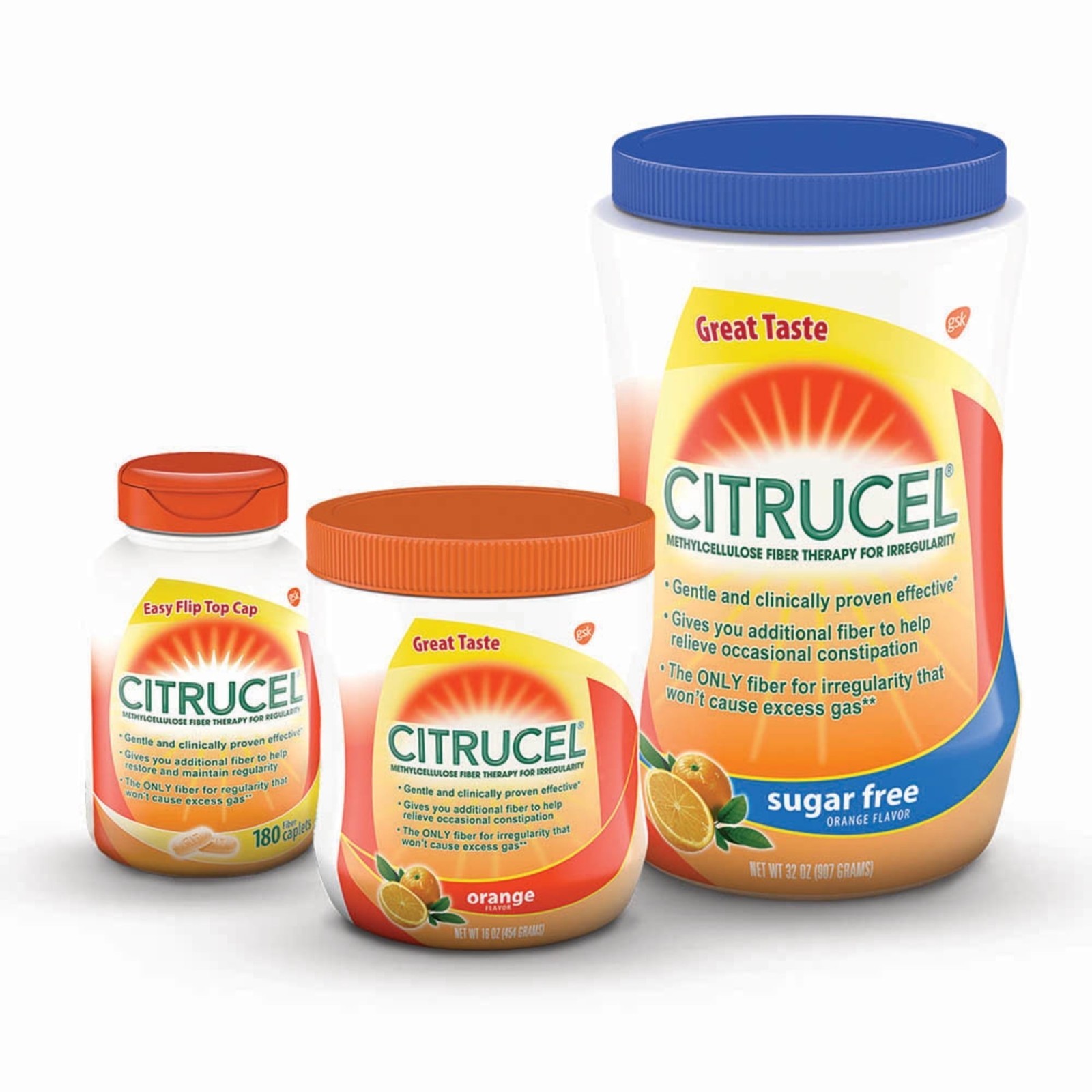 Citrucel Sugar Free Fiber Powder Orange 32 oz FREESHIP