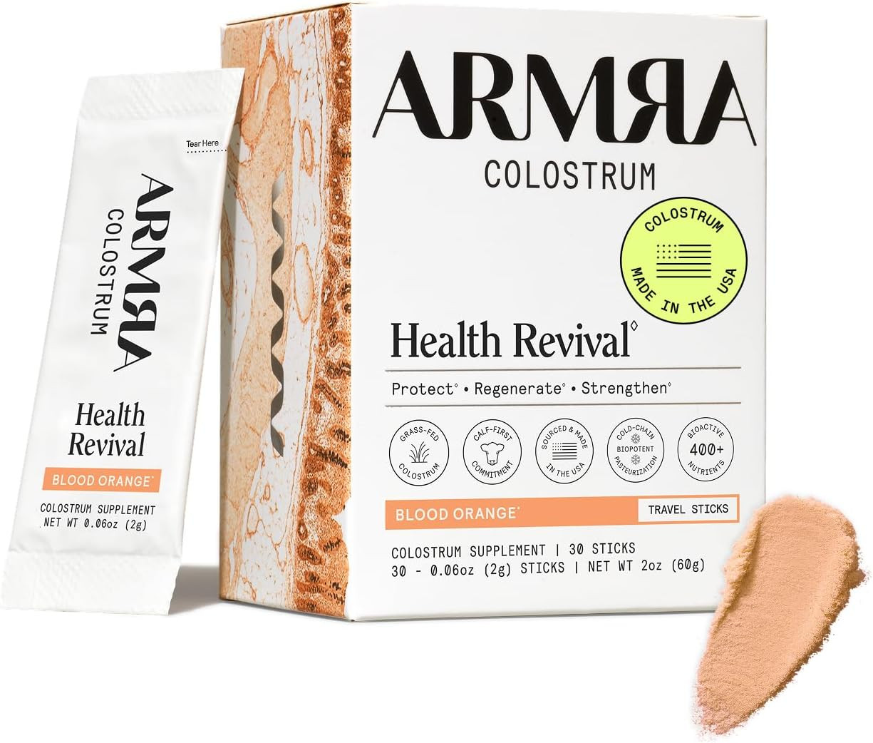 ARMRA Colostrum™ Powder | Blood Orange | Gut Health & Bloating | Skin & Hair | I