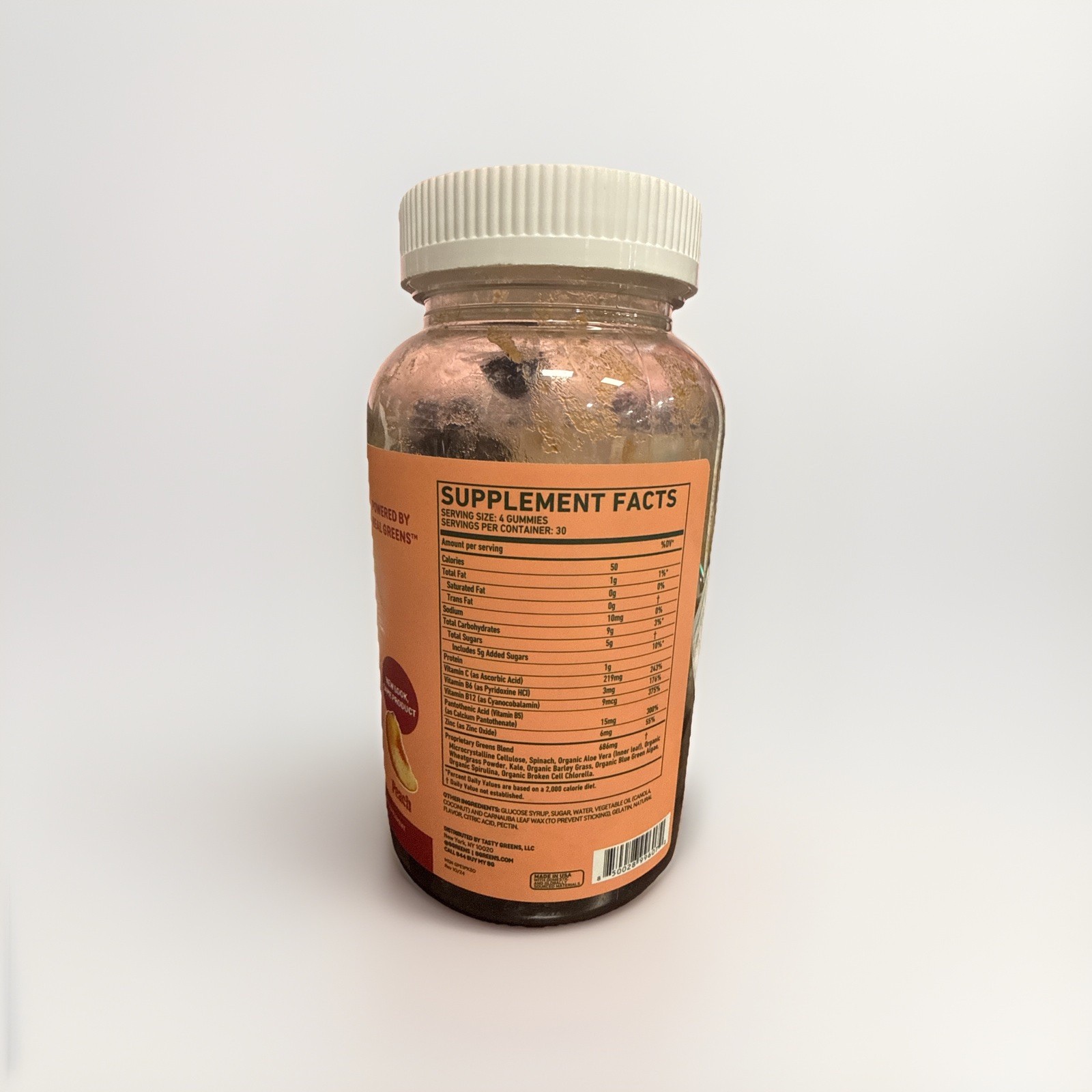 8Greens Gummies Made From Real Greens 30 Day Supply BBD 10/2027 Peach