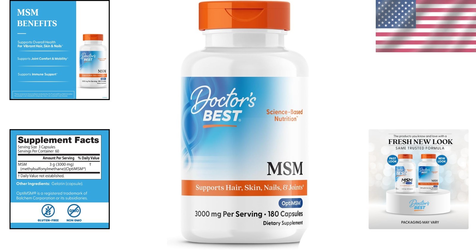 MSM with OptiMSM – 3000mg Capsules Supporting Beauty & Joint Health – 180 Count