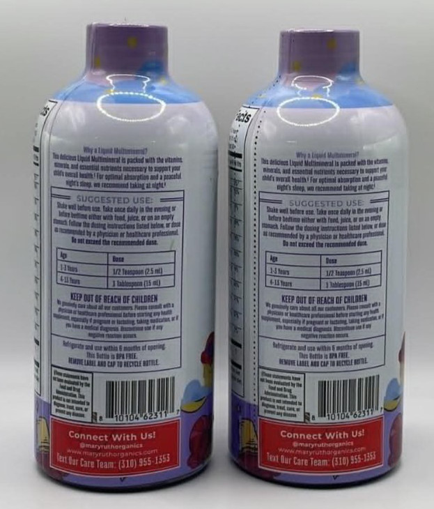 2PK Mary Ruth’s Kids Nighttime Multimineral ~ 15.22 FL OZ EA ~ EXP 10/26+ ~ NEW