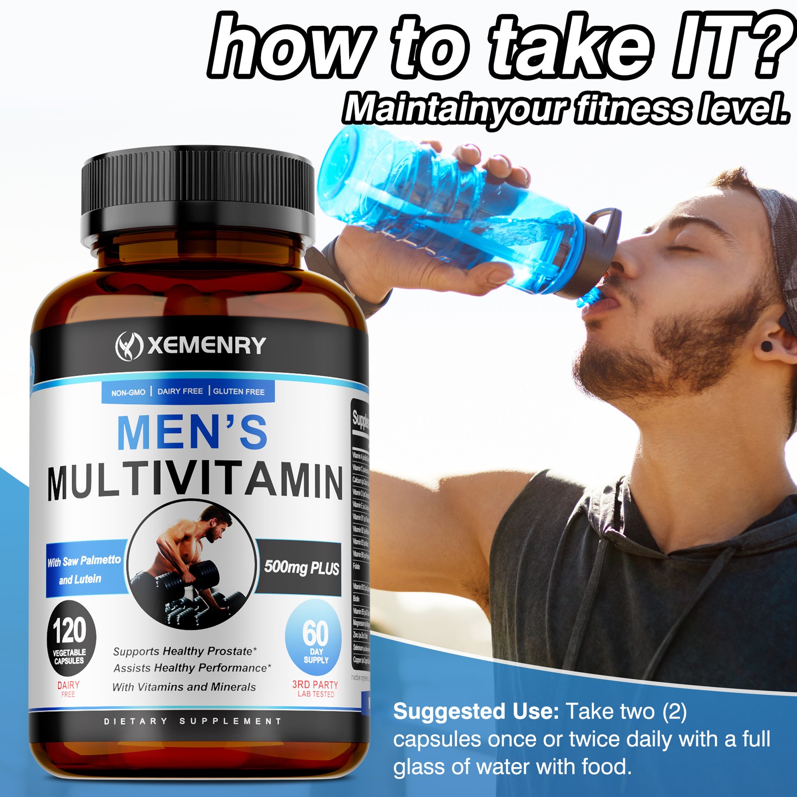 Men’s Multivitamin 240pcs- Saw Palmetto and Lutein – Healthy Male Prostate