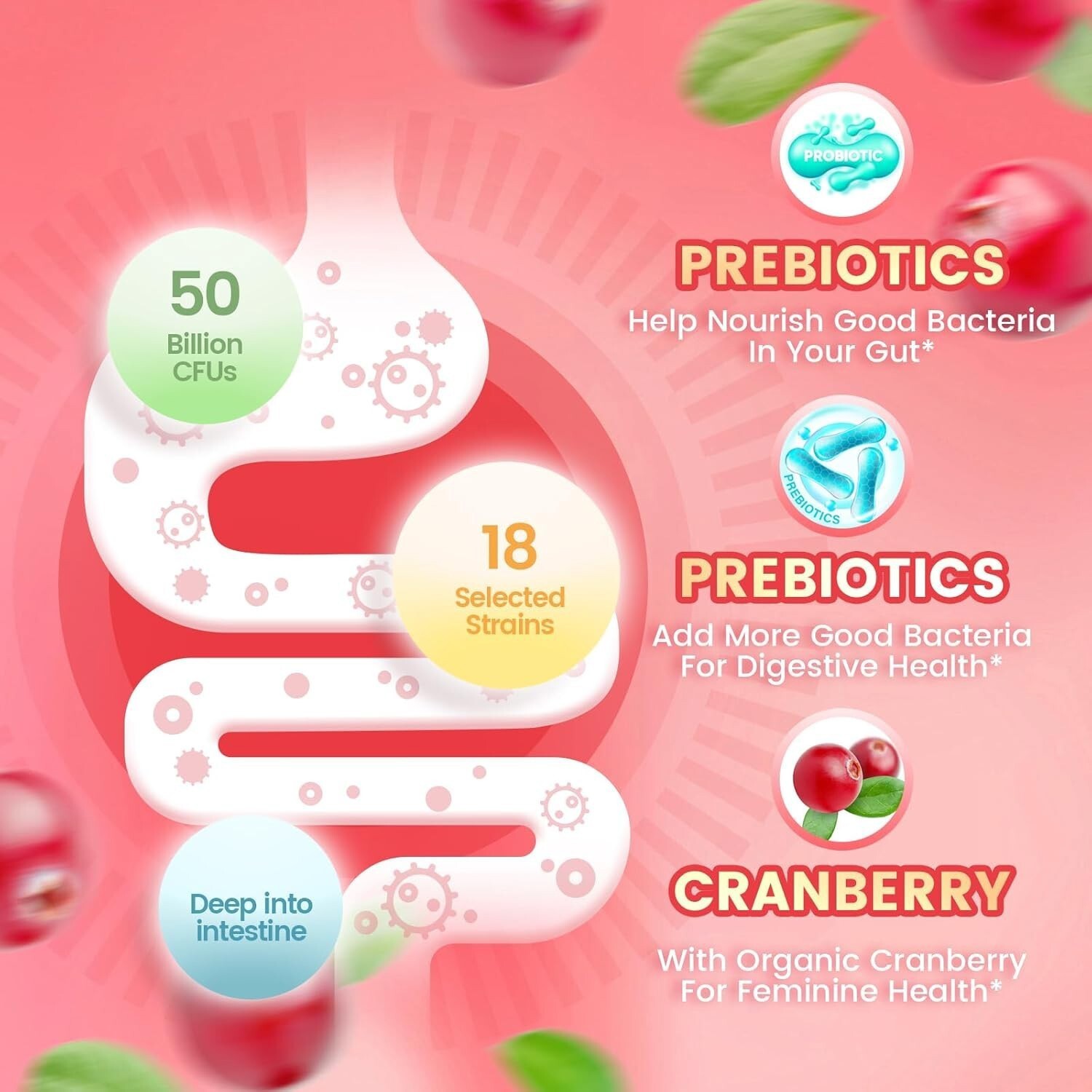 Vaginal Probiotics Designed for Women, Feminine Balance pH Gummies 60pcs/1bag