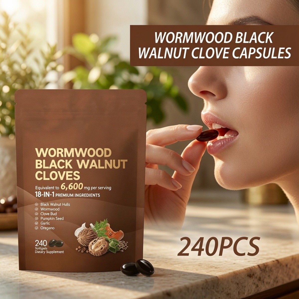 VivoNu Wormwood Black Walnut Cloves–Natural Cleanse & Metabolism, 240 Softgels