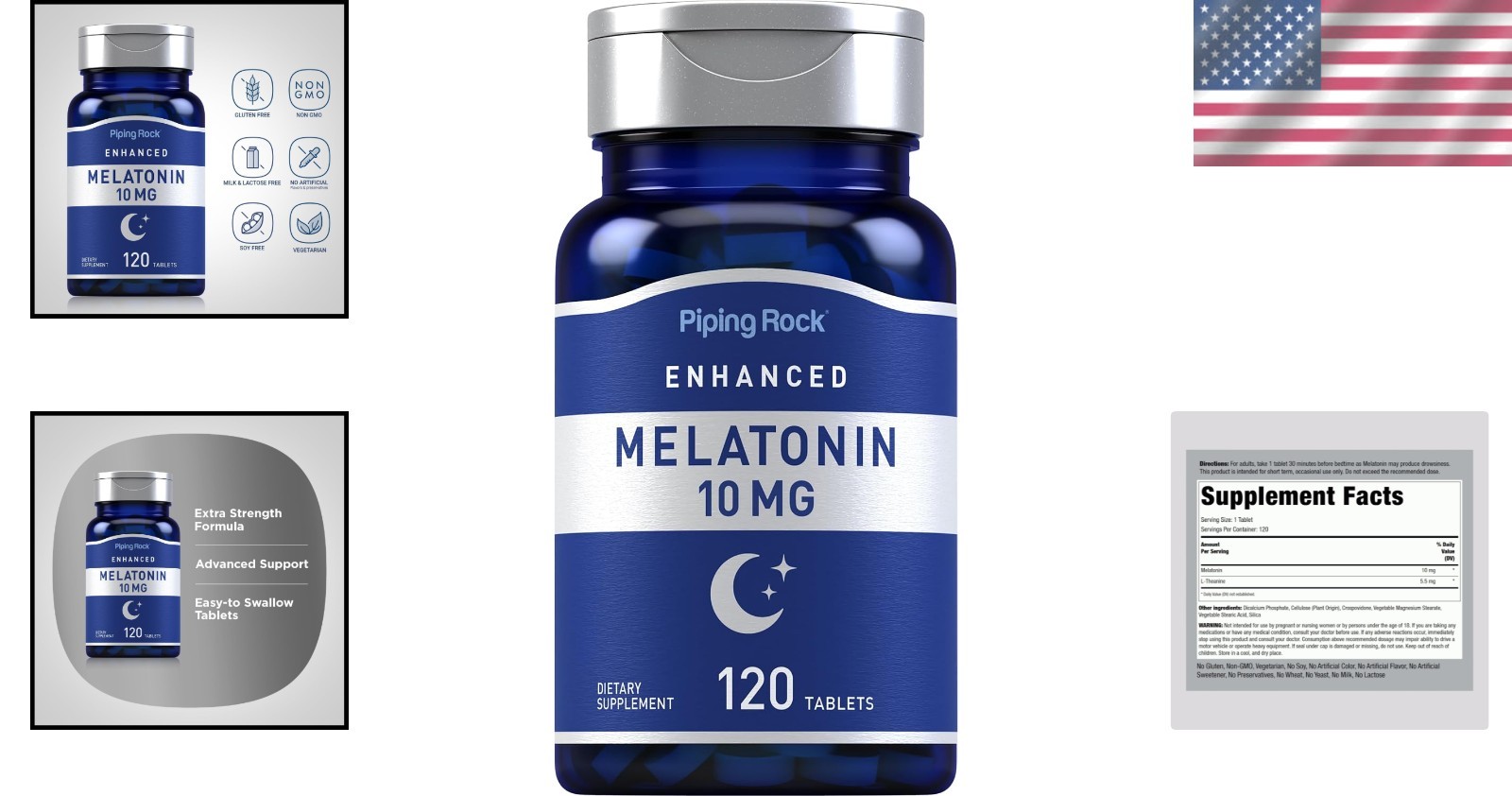 L-Theanine Enhanced Melatonin 10mg – 120 Count Tablets for Adult Relaxation