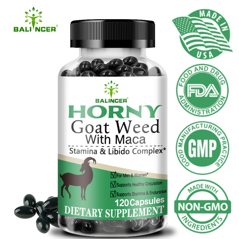 Horny Goat Weed and maca Extract -Gluten Free, Non-GMO,Unisex