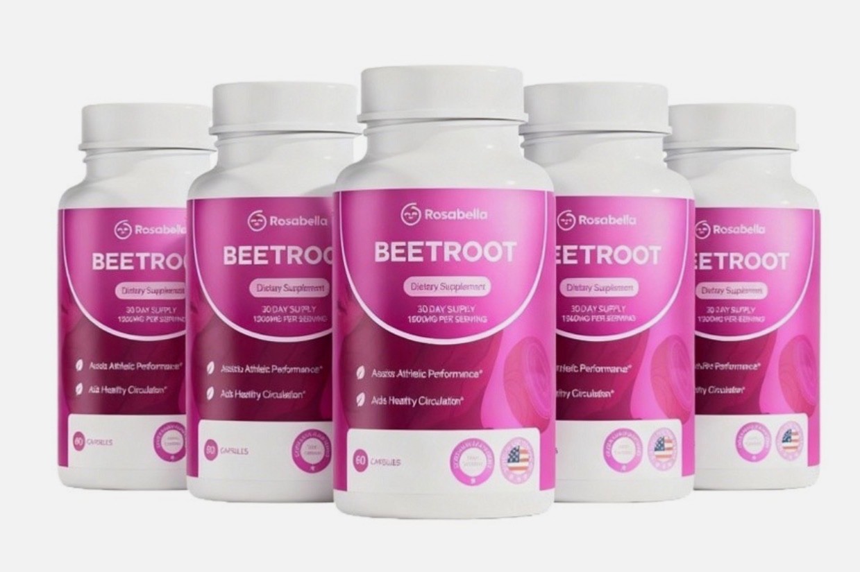 Rosabella Organic Beet Root Capsules for Circulation and Vitality Support 60ct
