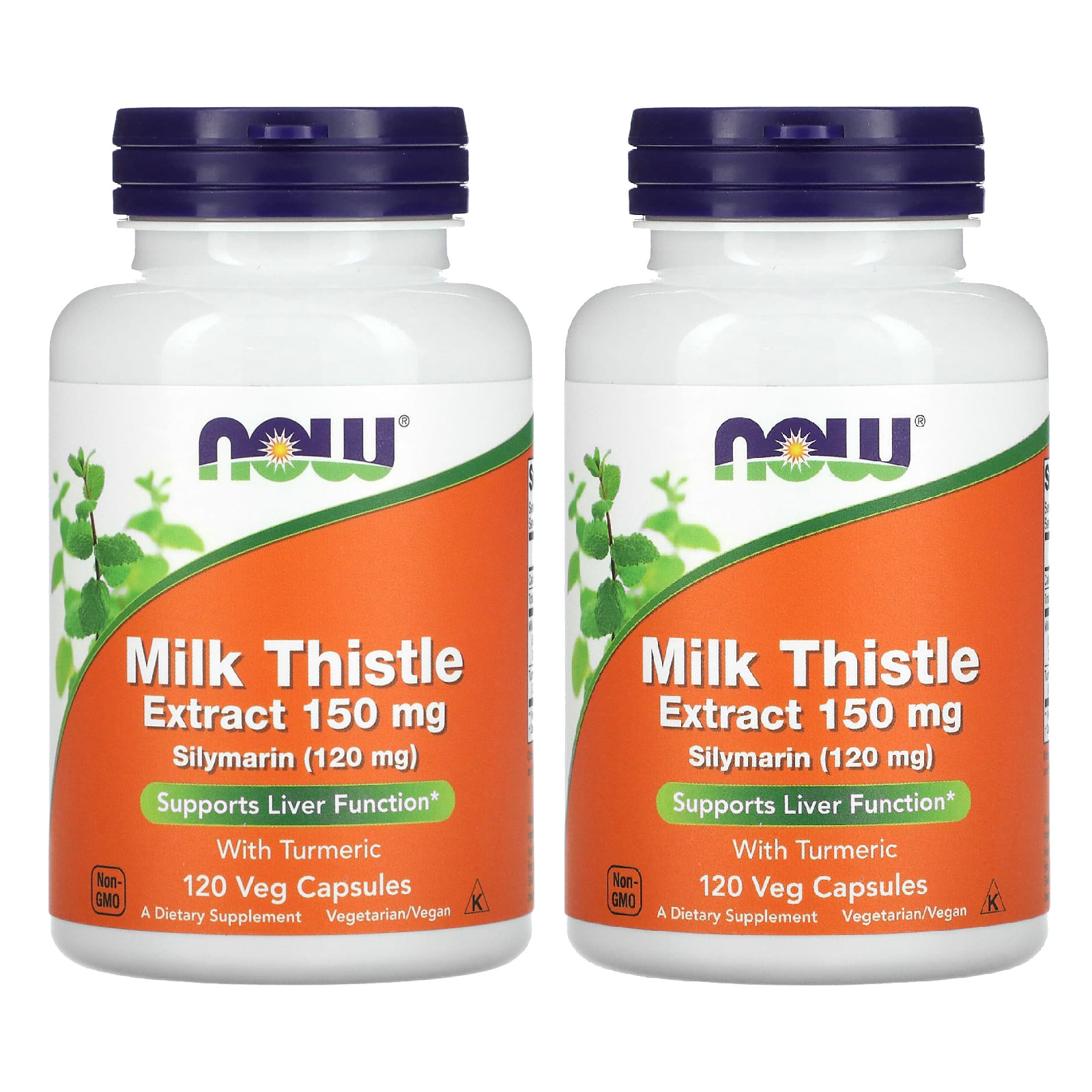 NOW Foods (2 PACKS), Milk Thistle Extract with Turmeric, 150 mg, 120 Capsules