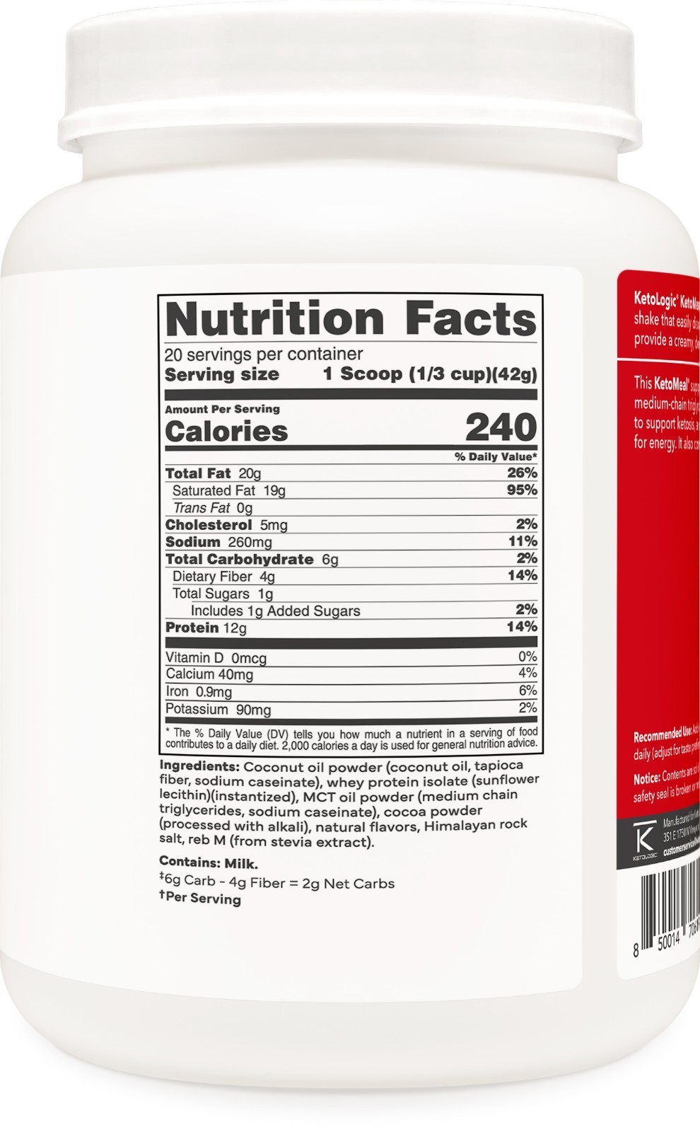 KetoLogic Keto Meal Replacement Shake Powder (Chocolate) (20 Servings)