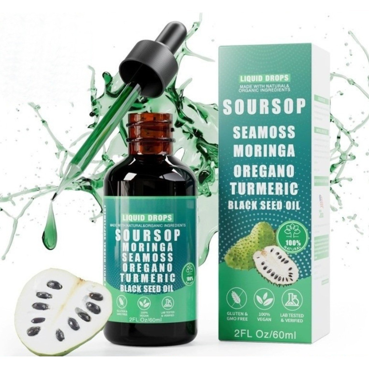 Soursop Pure Liquid Drops 10-in-1 Herbal Blend Immune Wellness Support